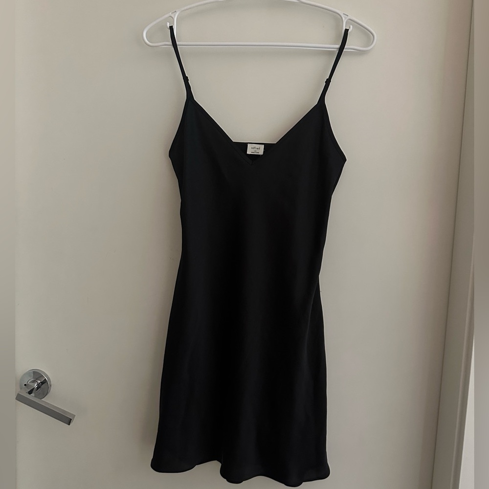 wilfred- black satin mini dress